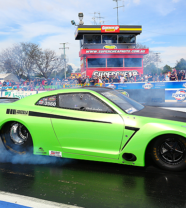 green car at the race